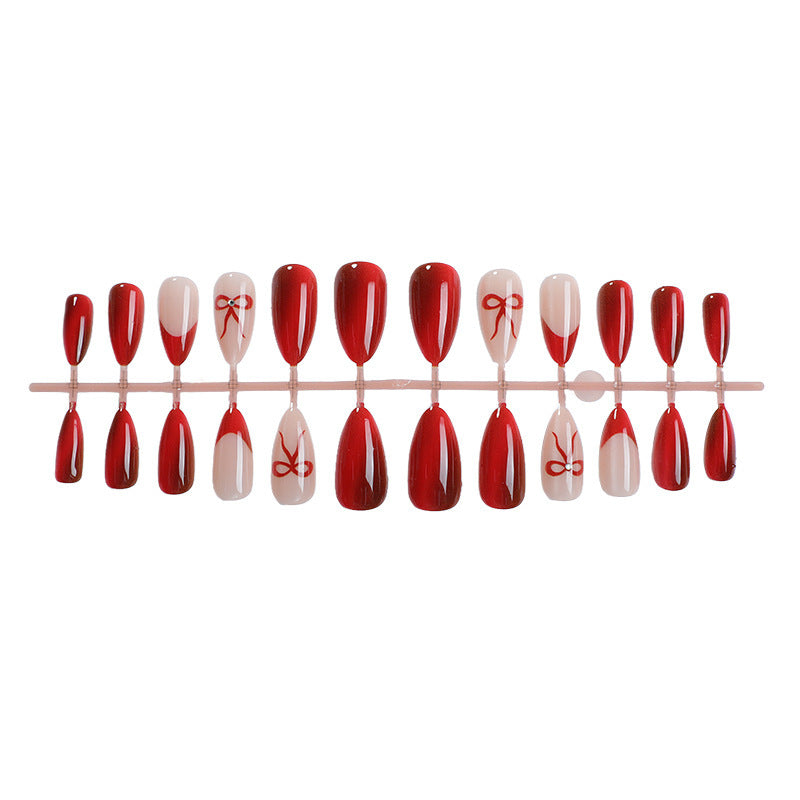 Designer artificial nails with elegant bow decoration Kalsten