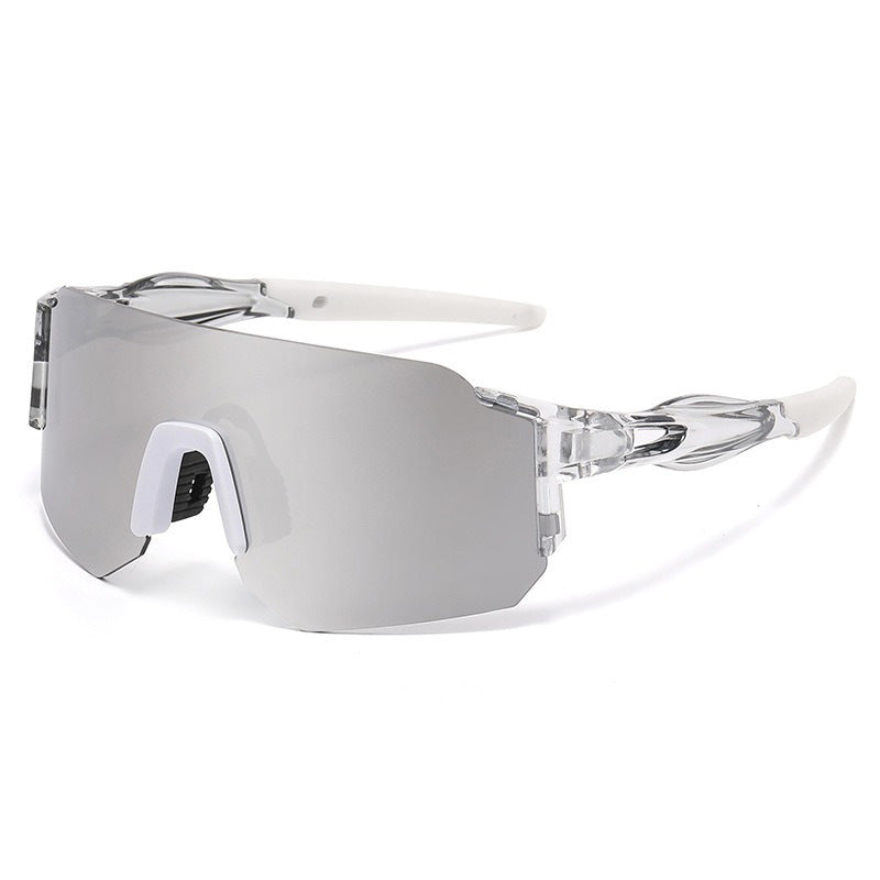 Unisex nan Wraparound sports sunglasses with mirrored one-piece visor and flexible plastic temple Kalsten
