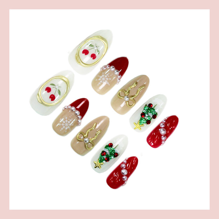 Festive Holiday-Themed Press-On Nail Set