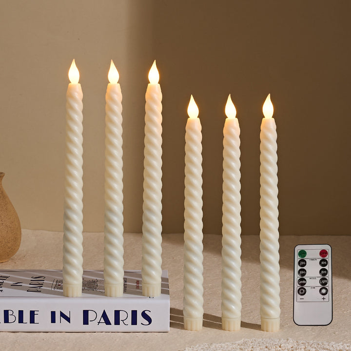 Long-Burning Spiral Dripless Taper Candles with Stabilizing Base