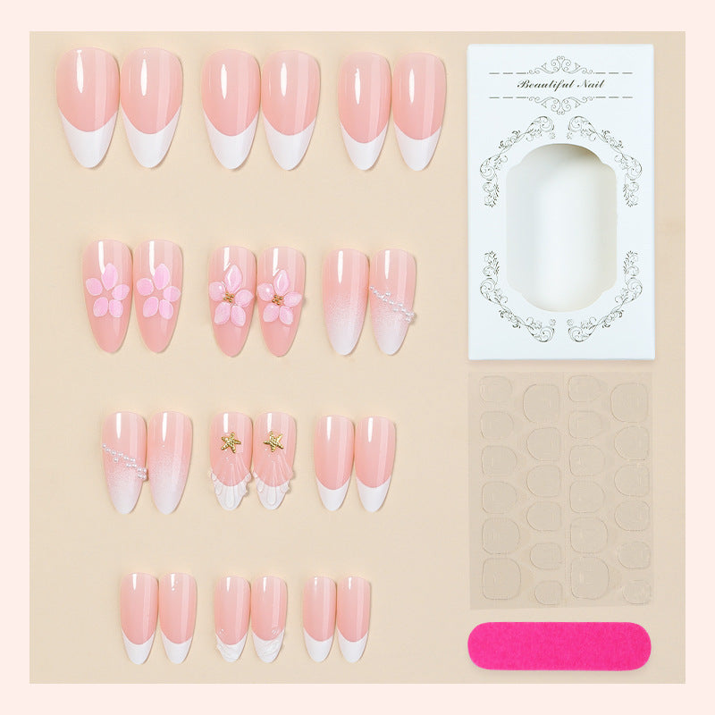 Artifical nail set with delicate flower and decorative elements Kalsten
