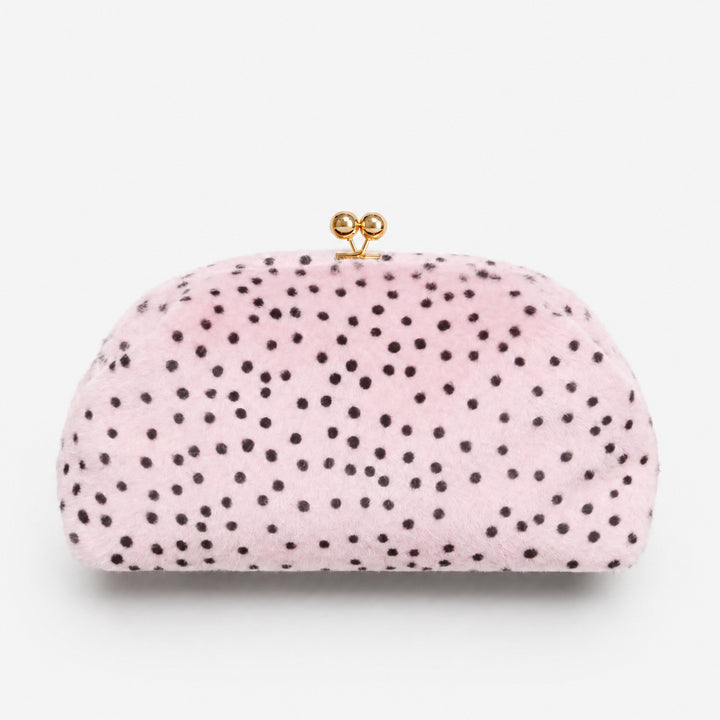 Plush Polka Dot Cosmetic Clutch