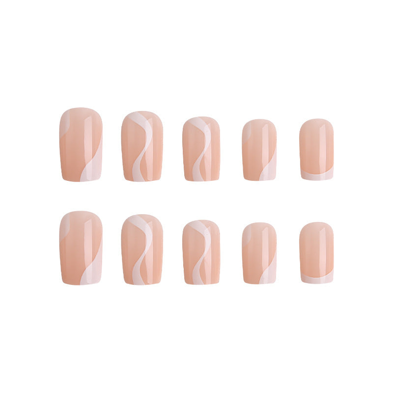 Natural artificial nails with elegant French design Kalsten