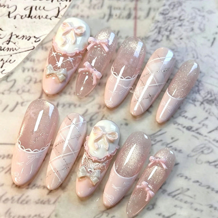 Elaborate Bow Decorative Press-On Nails Kalsten