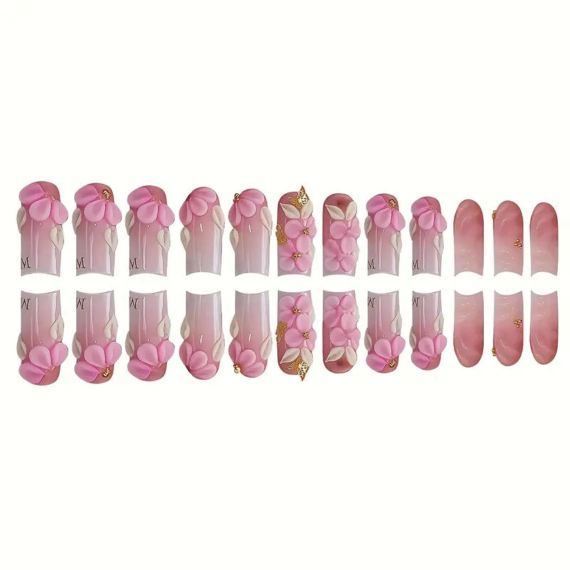 Floral-Accent Press-On Nail Art Kalsten