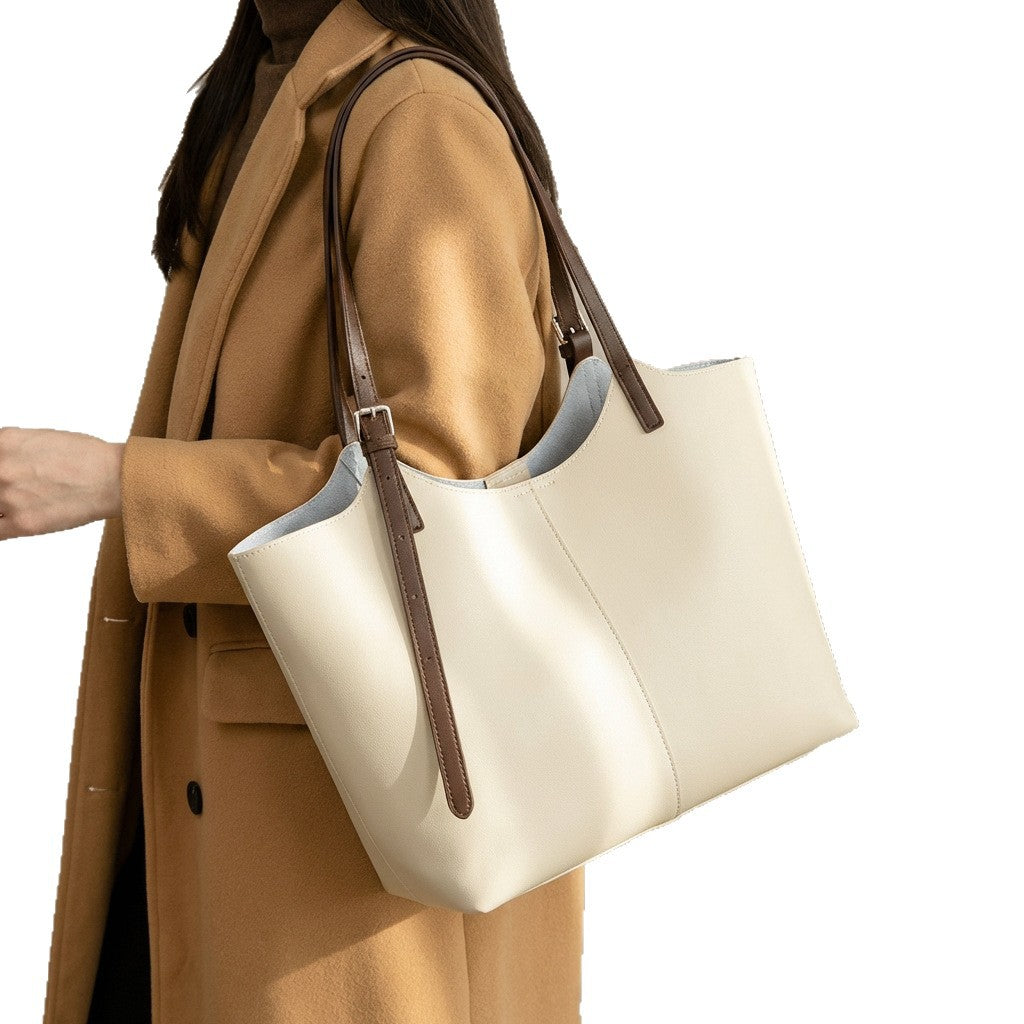 Structured Pebbled Leather Shoulder Tote