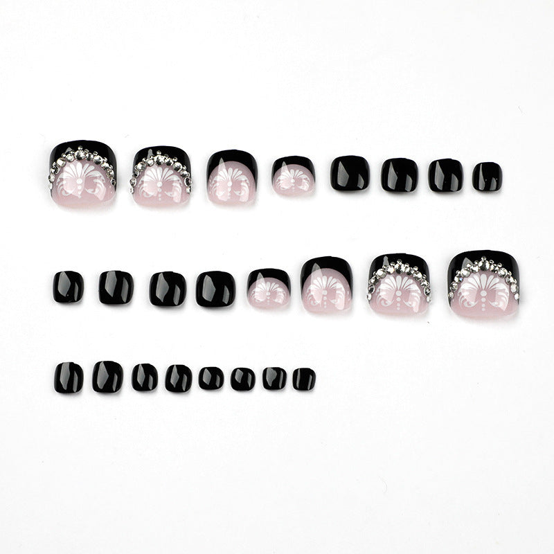 Decorative Press-On Toenails with Elegant Gemstone Accents Kalsten