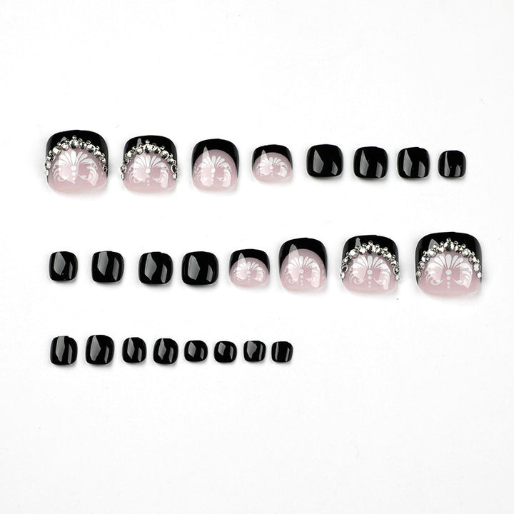 Decorative Press-On Toenails with Elegant Gemstone Accents Kalsten