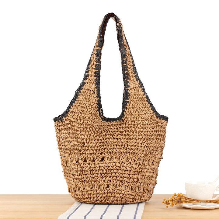 Beach shoulder bag made of handwoven natural material with comfortable carrying handles Kalsten