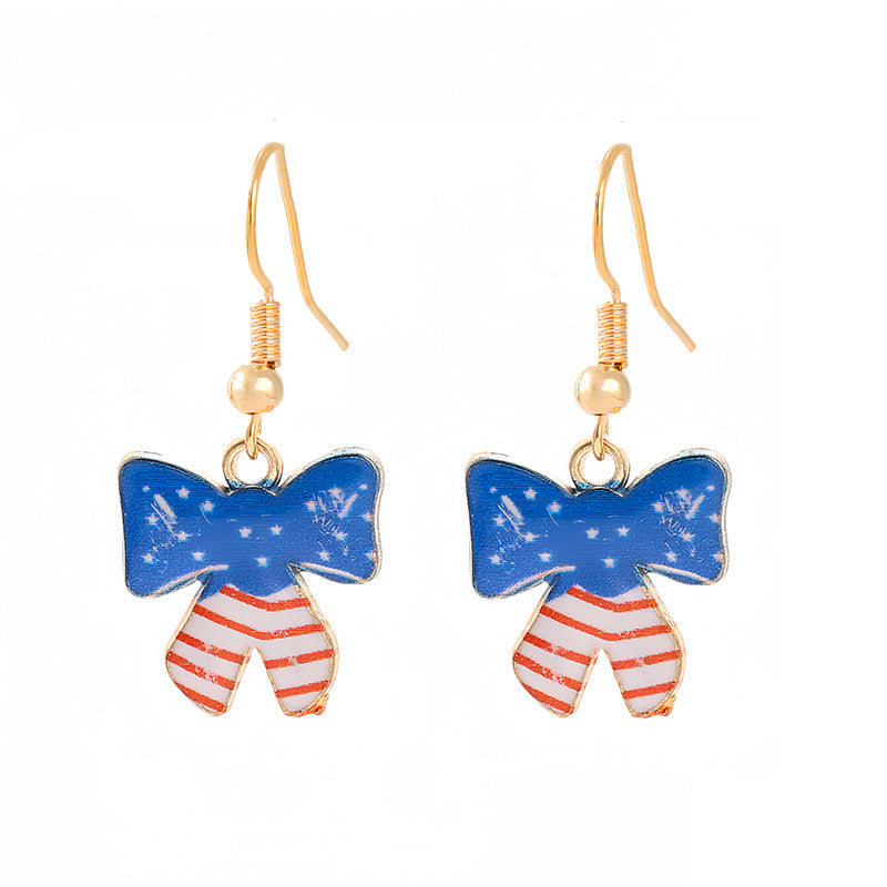 Ladies enamel earrings horseshoe with star stripe motif Kalsten