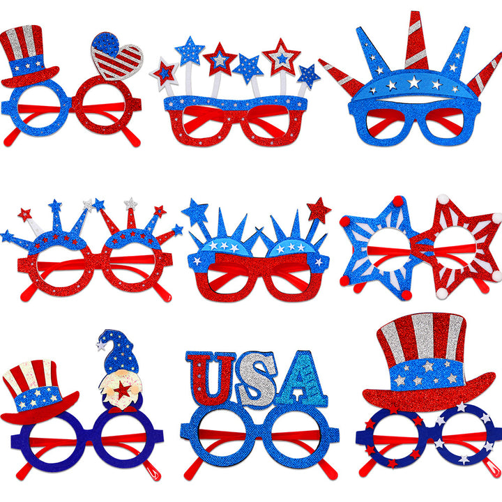 Unisex glitter glasses with USA lettering and round frame party glasses Kalsten