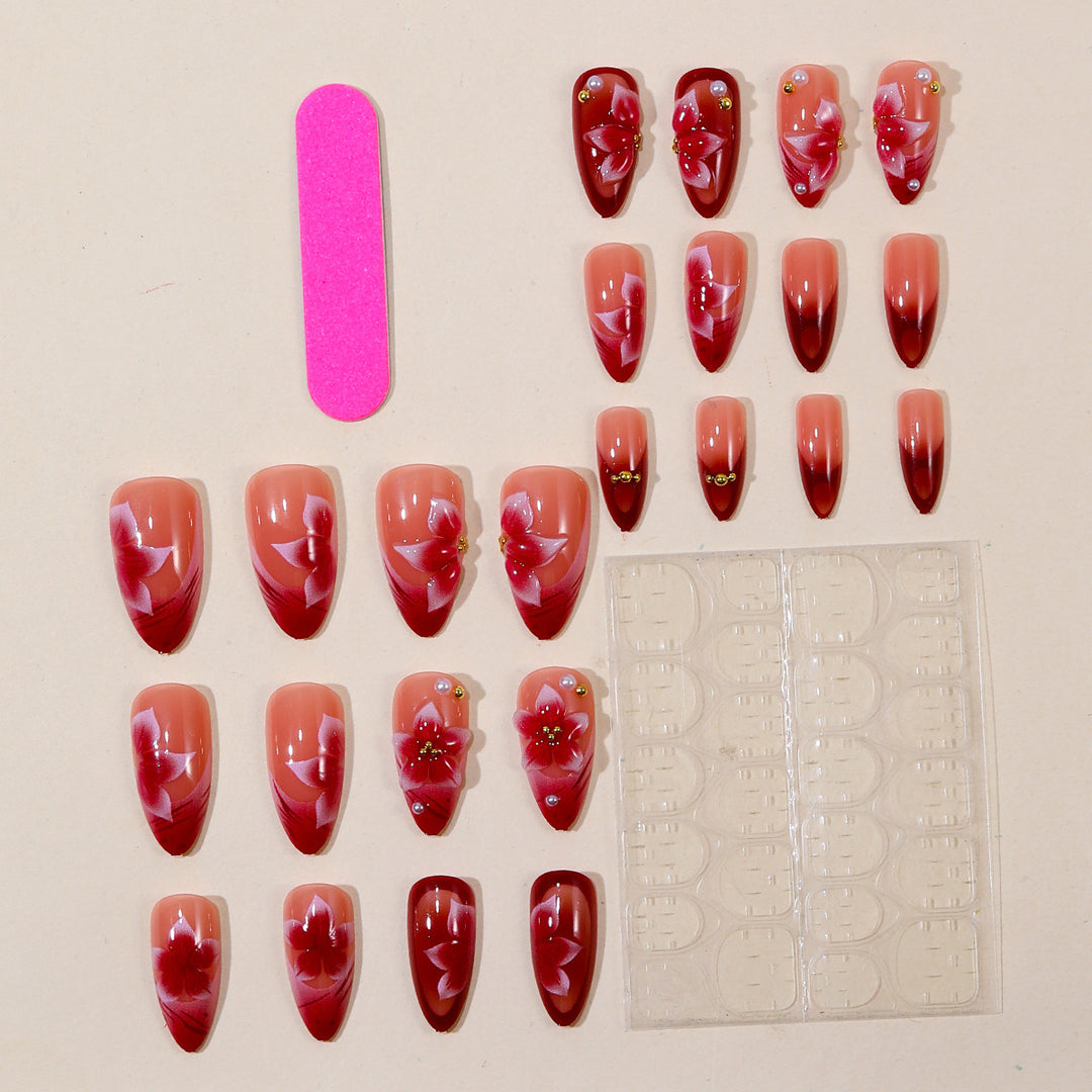 Floral Accent Stiletto Nail Art Extensions Kalsten