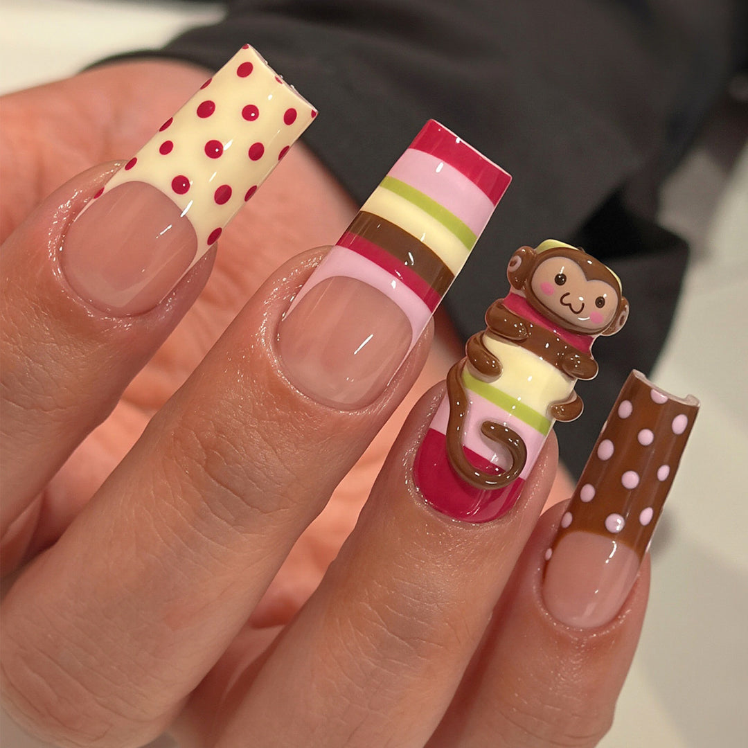 Whimsical Animal-Themed Long Press-On Nails Kalsten