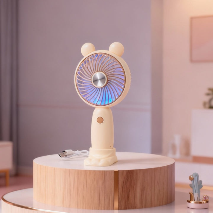 Women's Portable Handheld Swing Fan with LED Lighting Kalsten