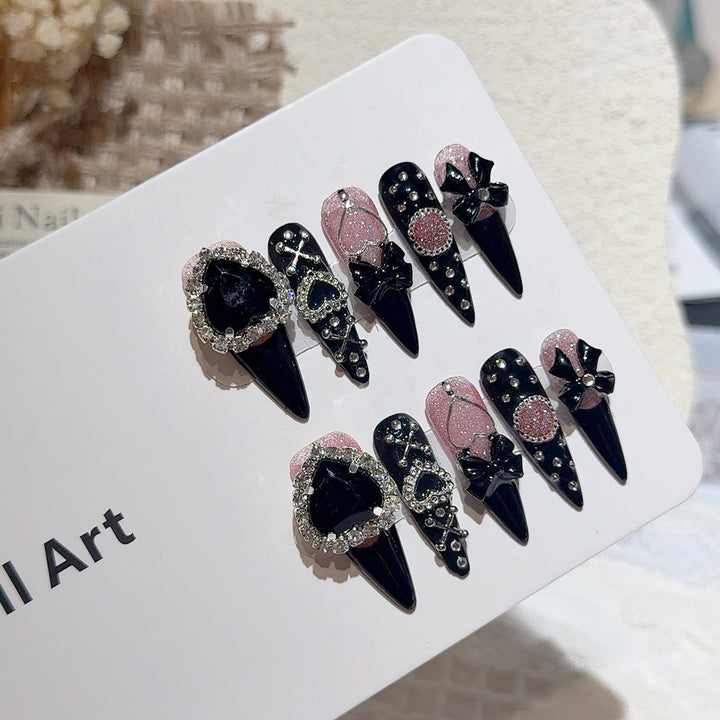 Gothic-Inspired Decorative Press-On Nail Art