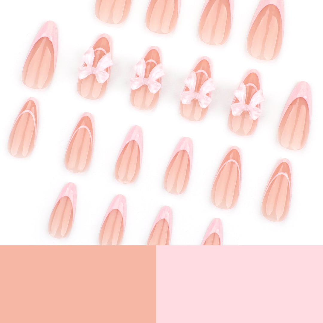 Artistic Nail Extensions with Transparent Bow Accents Kalsten