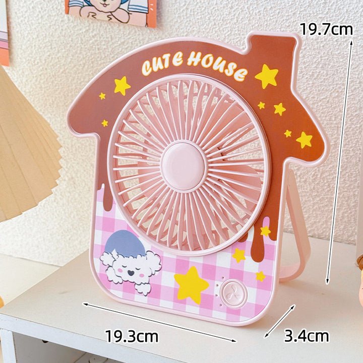 Ladies Portable Table Fan in Cute House Design Kalsten