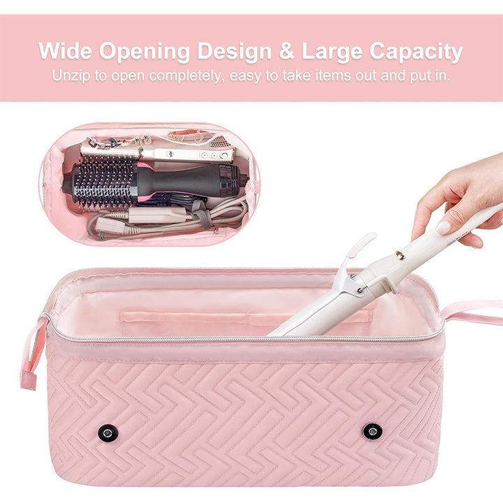 Cosmetic organizer bag with pre-made space for styling tools Kalsten