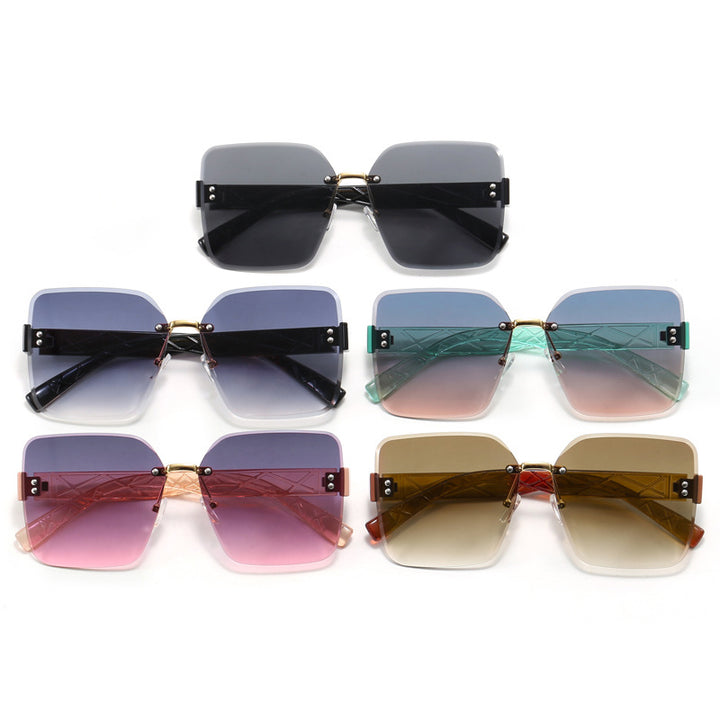 Women oversized square sunglasses with fashionable decor Kalsten
