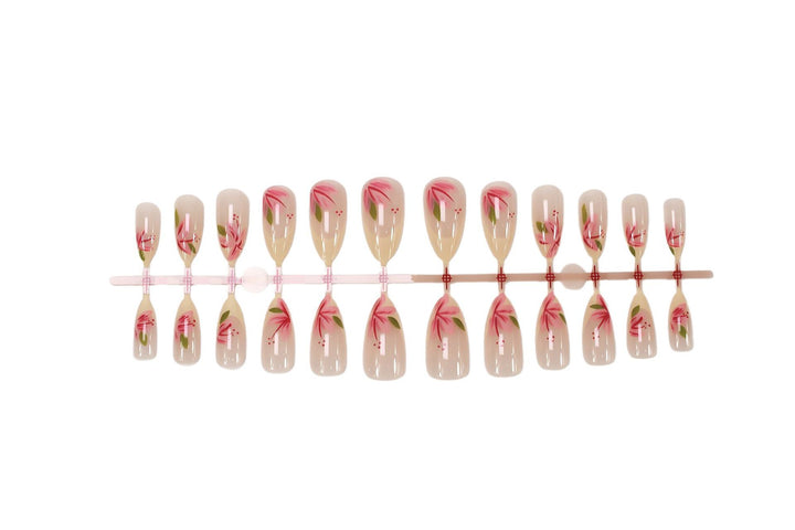 Elegant artificial nail set with floral designs Kalsten