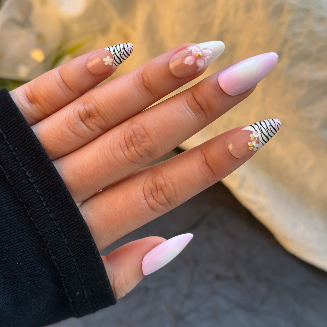 Elegant Floral Embellished Press-On Nails Kalsten