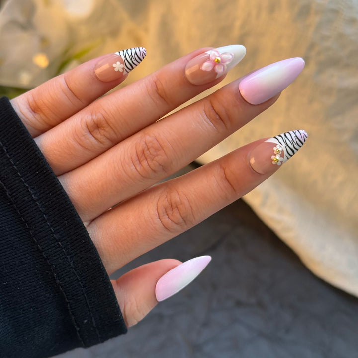 Elegant Floral Embellished Press-On Nails Kalsten