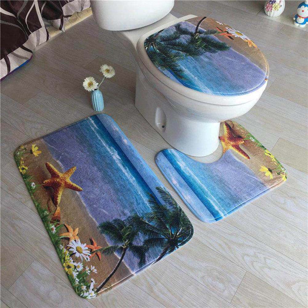 Stylish Geometric Pattern Bathroom Mat Set