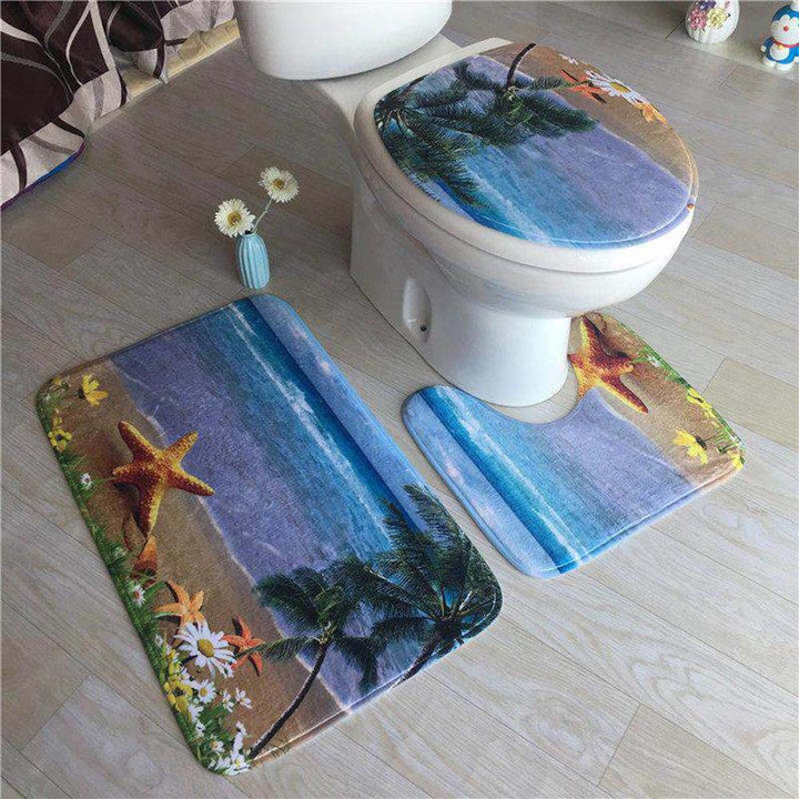 Stylish Geometric Pattern Bathroom Mat Set