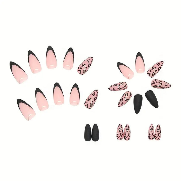 Acrylic nail set with glamorous leopard pattern and elegant accents Kalsten