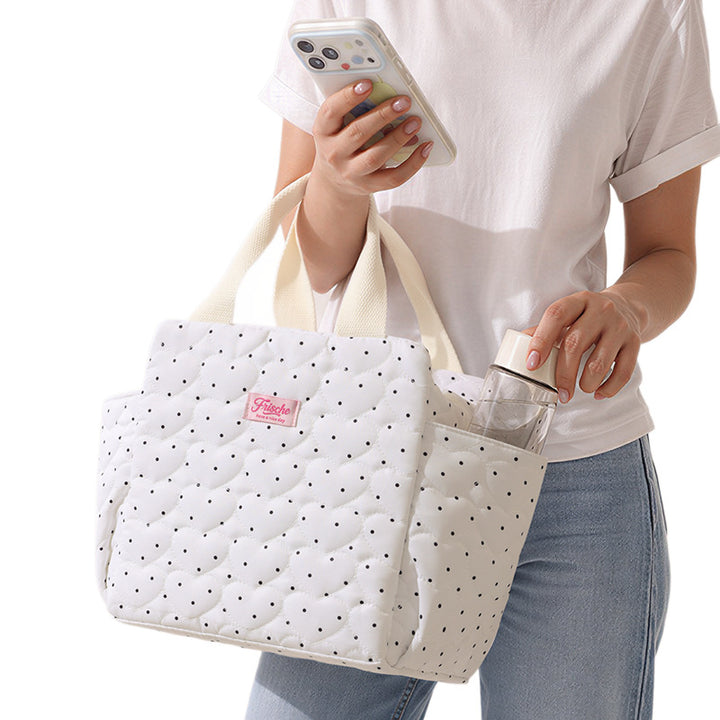 Insulated Heart Patterned Lunch Tote Kalsten