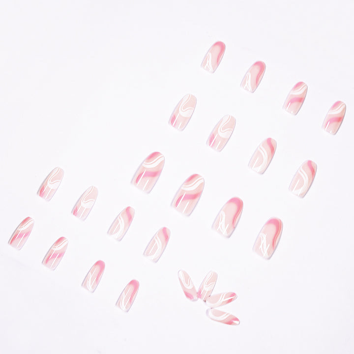 Artistic Nail Extensions with Modern Wave Pattern Kalsten