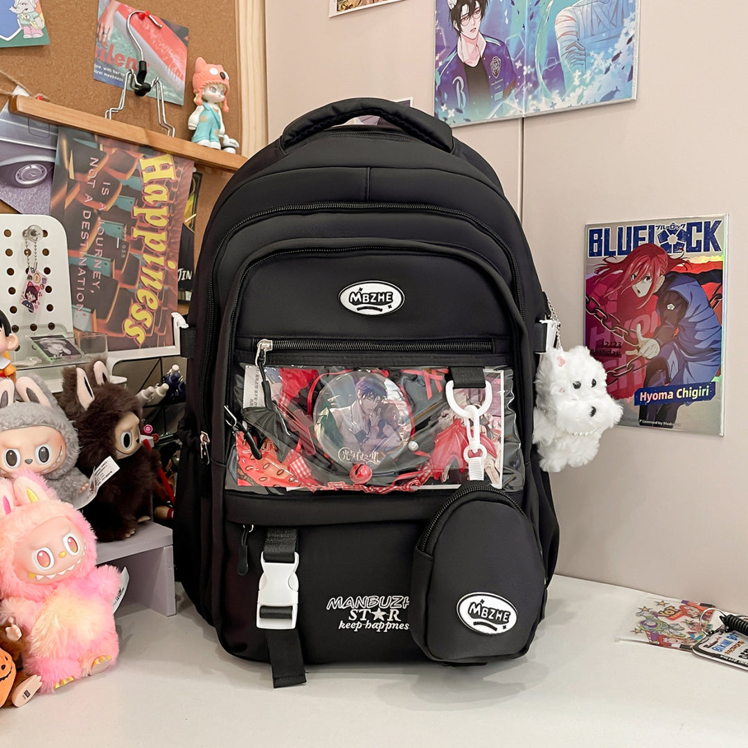 Cute Character-Themed Multi-Pocket Backpack