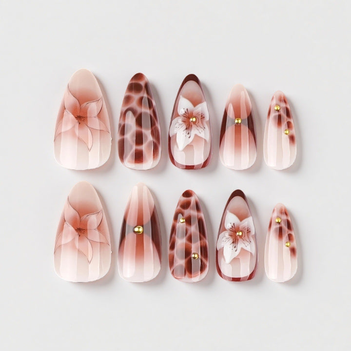 Decorative Floral Long Nail Set Kalsten