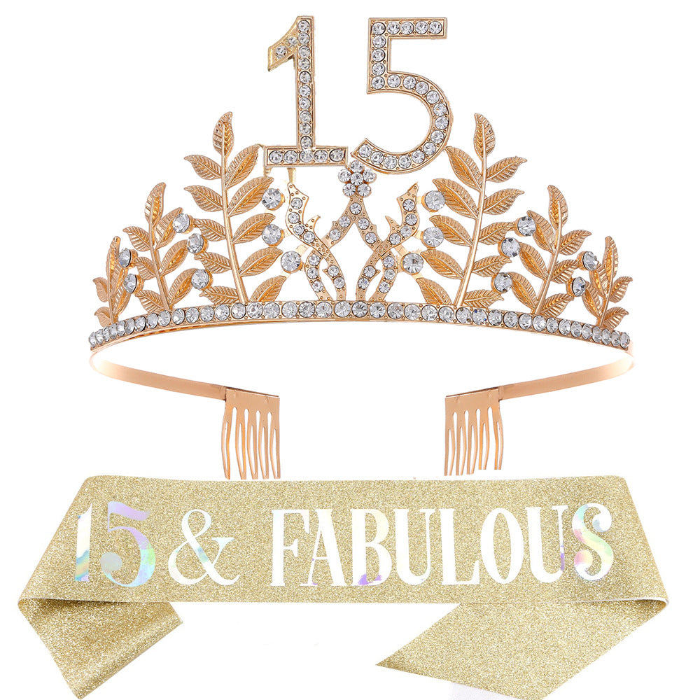 Women's Glamorous Birthday Crown with Shining Rhinestones Kalsten
