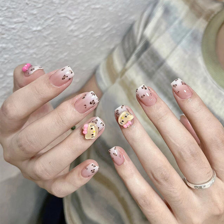 Stylish Press-On Nail Tips with Leopard Design Kalsten