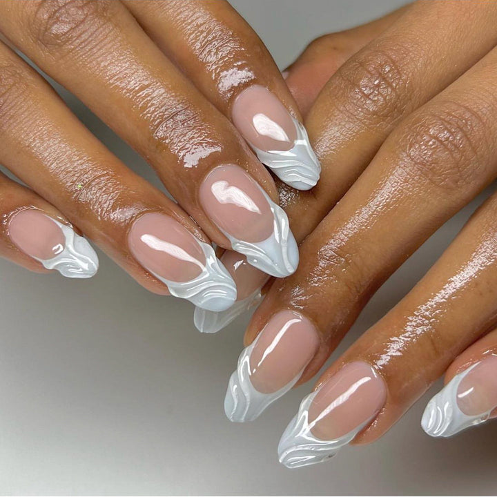 Elegant Nail Extensions with Creative Wave Design Kalsten