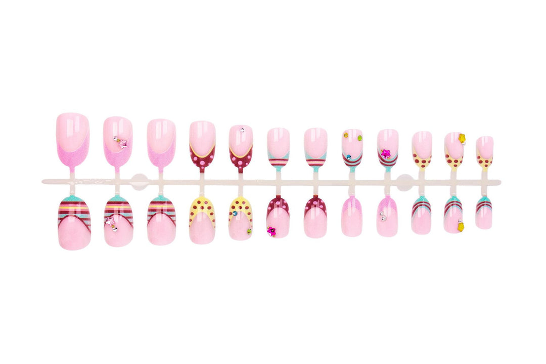 Acrylic nail set with colorful accents and 3D embellishments Kalsten