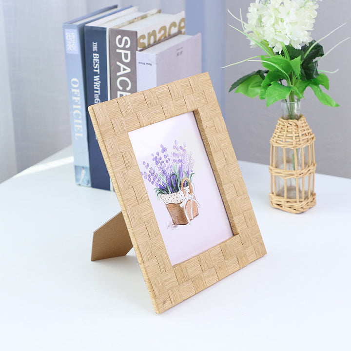 Rustic Frame Made of Woven Rattan Kalsten