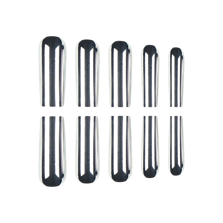 Metallic Finish Long Press-On Nails Kalsten