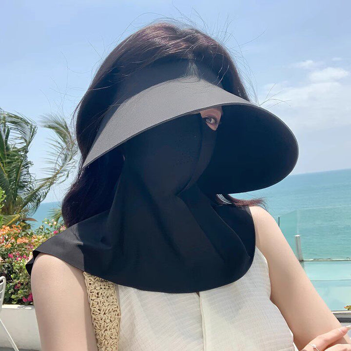 Wide-Curved Full-Face UV Visor with Integrated Breathable Face Shield and Neck Drape Kalsten