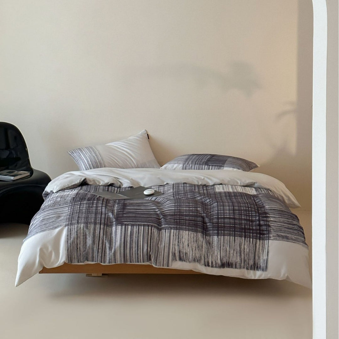 Duvet cover set made of cotton satin with Boho-Ethno pattern and reversible function