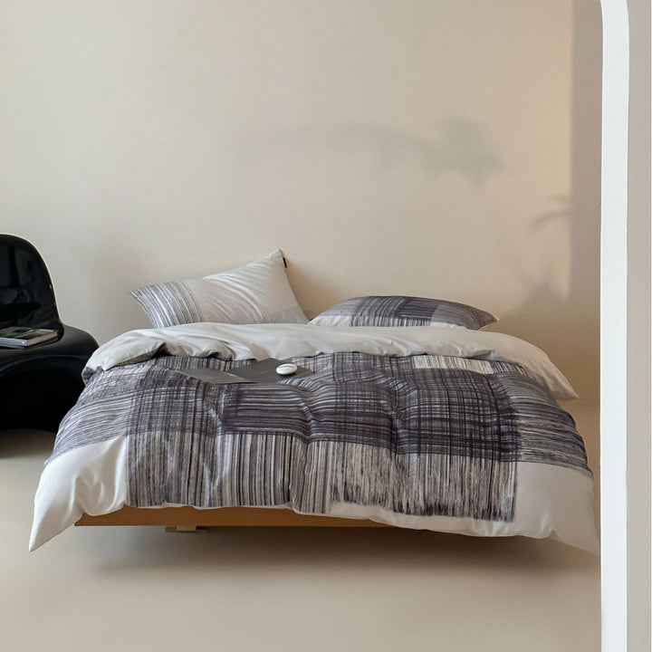 Duvet cover set made of cotton satin with Boho-Ethno pattern and reversible function