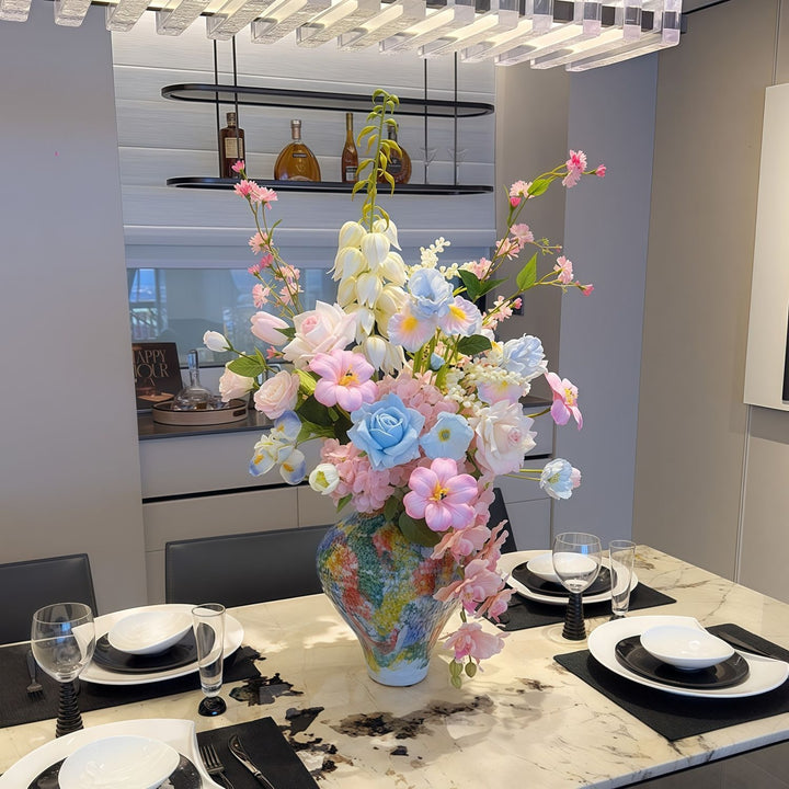 Lifelike Floral Bouquet with Mixed Blooms and Foliage