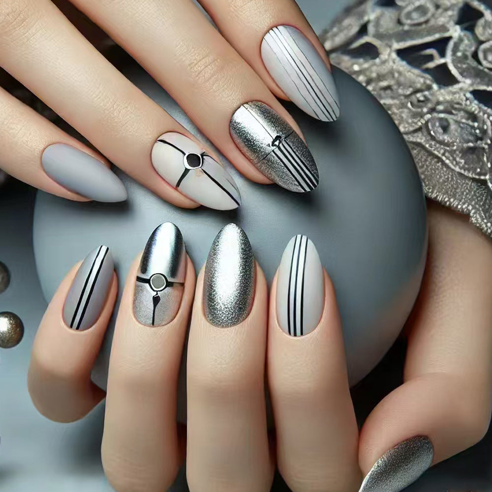 Stylish Graphic Press-On Nails Kalsten