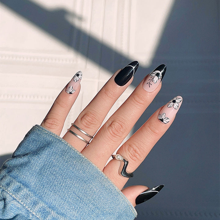 Floral-Design Stiletto Press-On Nails Kalsten