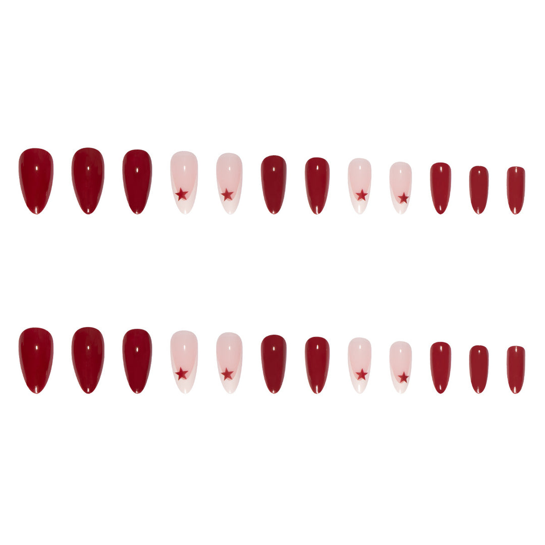 Artificial nail set with elegant rose pattern and glamorous star accents Kalsten