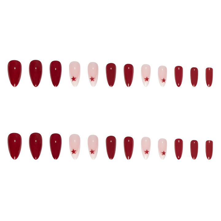 Artificial nail set with elegant rose pattern and glamorous star accents Kalsten