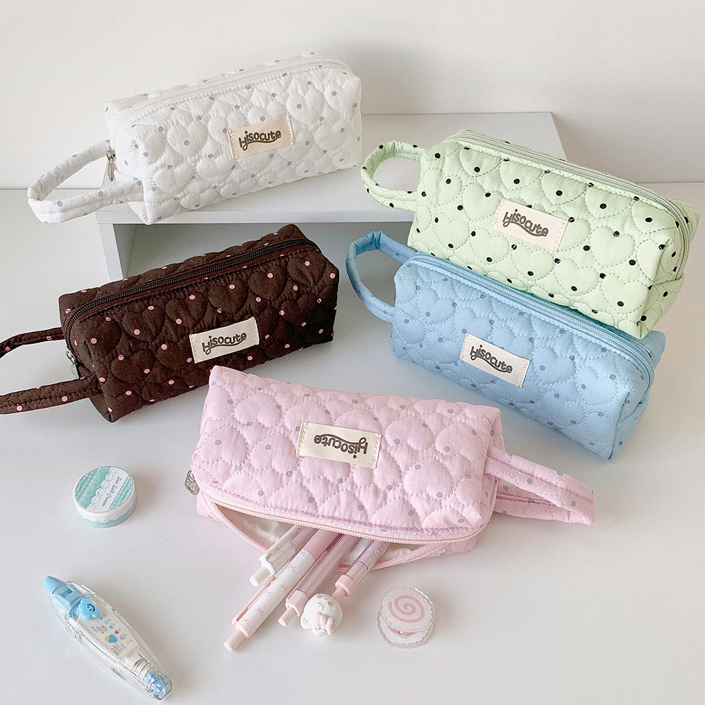 Quilted Heart-Shaped Pencil Case Kalsten