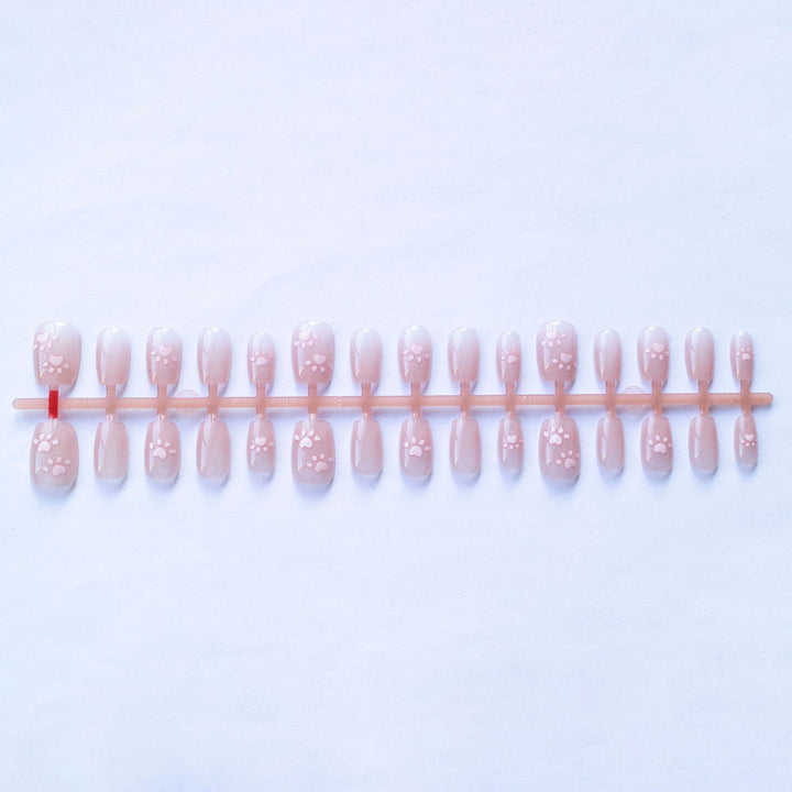 Playful Heart Paw Pattern Nail Art