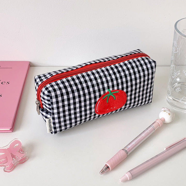 Cute Gingham Checkered Pencil Case Kalsten